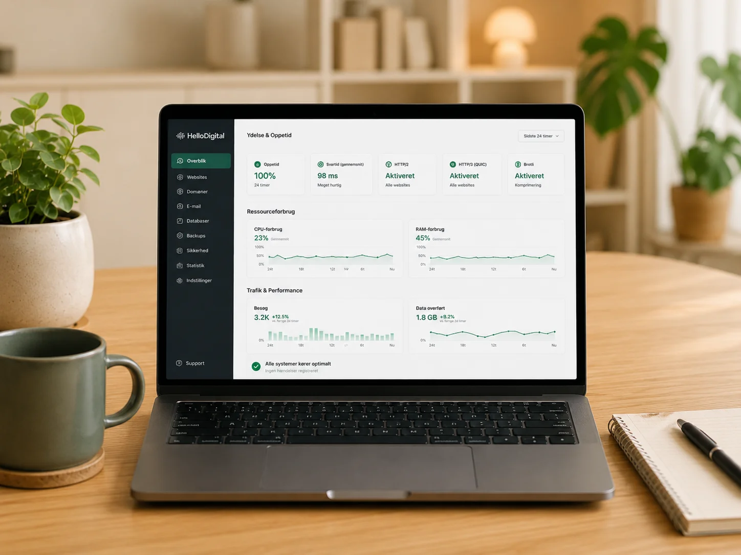 Hellodigital hosting overblik over performance