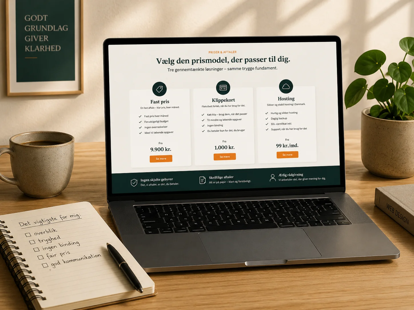Valg af fast pris, klippekort eller hosting til hjemmeside og WordPress hos Hellodigital