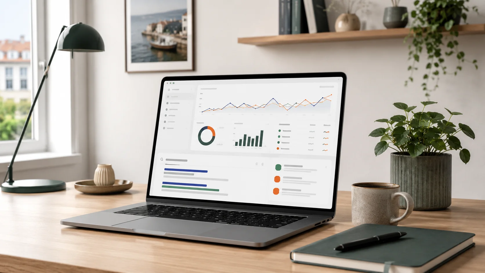 SEO-konsulent arbejder med WordPress, Google-synlighed og teknisk overblik på en rolig arbejdsplads